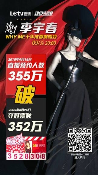 李宇春WhyMe十年演唱會(huì)直播預(yù)約人數(shù)突破奪冠票